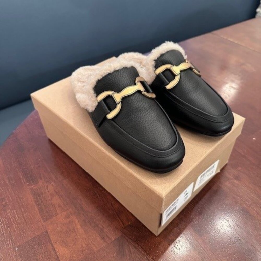 Black Bibi Lou Women's Leather And Fur Vela Loafers Size IT 36 US Size 6